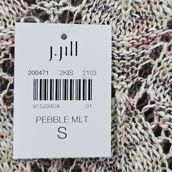 J.Jill Women's Size S Textured Pebble Diamond Pointelle Knit Pullover Sweater - Picture 4 of 9